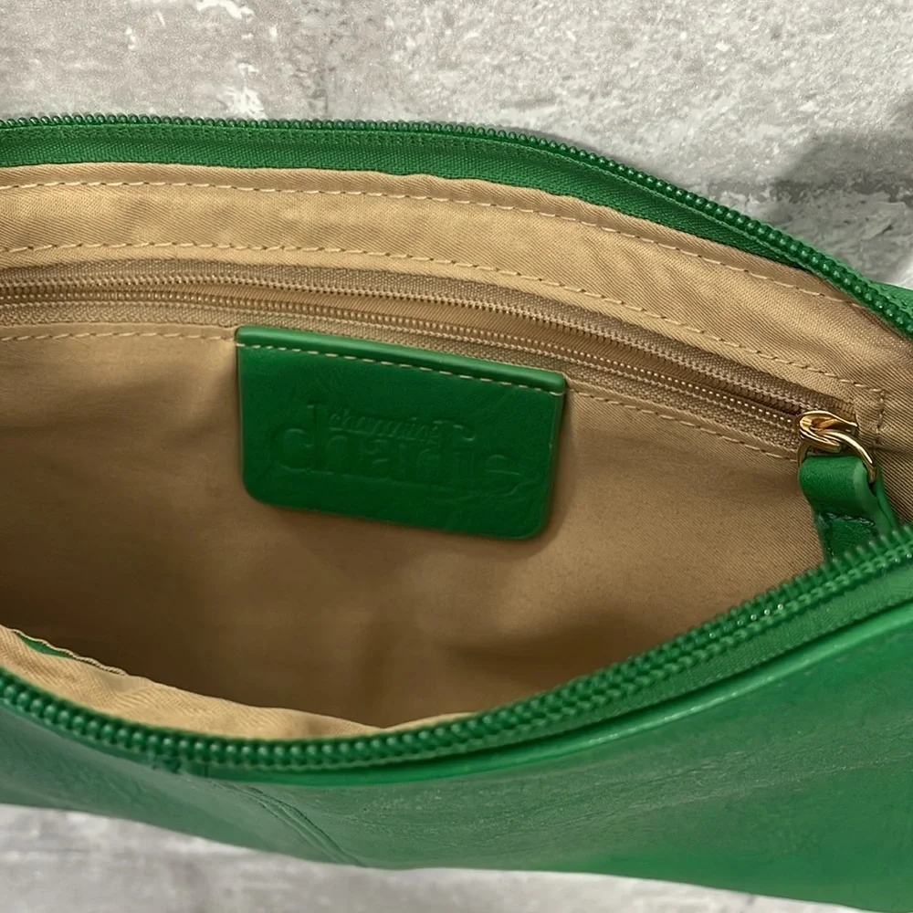 Charming Charlie Green Crossbody Bag with Chain Strap